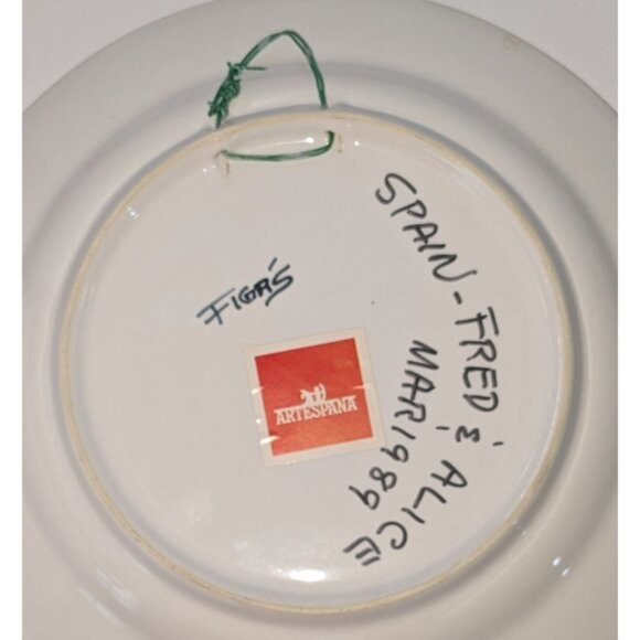 Hand-Painted Spanish Ceramic Wall Plate Ladies Faces Olive Motif Artespana Figrs - Picture 4 of 12